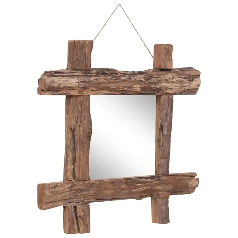 Houten spiegel van gerecycled teakhout met verschillende houtsoorten - Spiegels