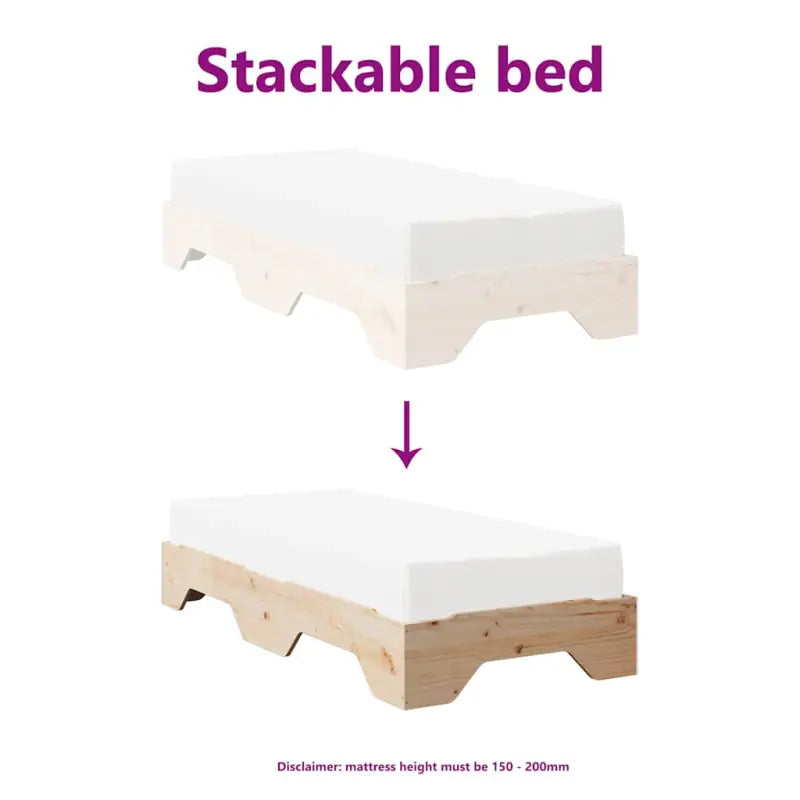 Houten stapelbaar bedframe van massief grenenhout voor twee bedden - Bedden & bedframes