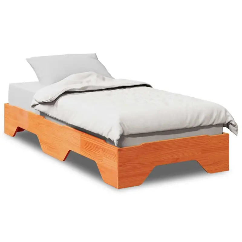 Houten stapelbaar bedframe van massief grenenhout voor twee bedden - Wasbruin / 100 x 200 cm - Bedden & bedframes