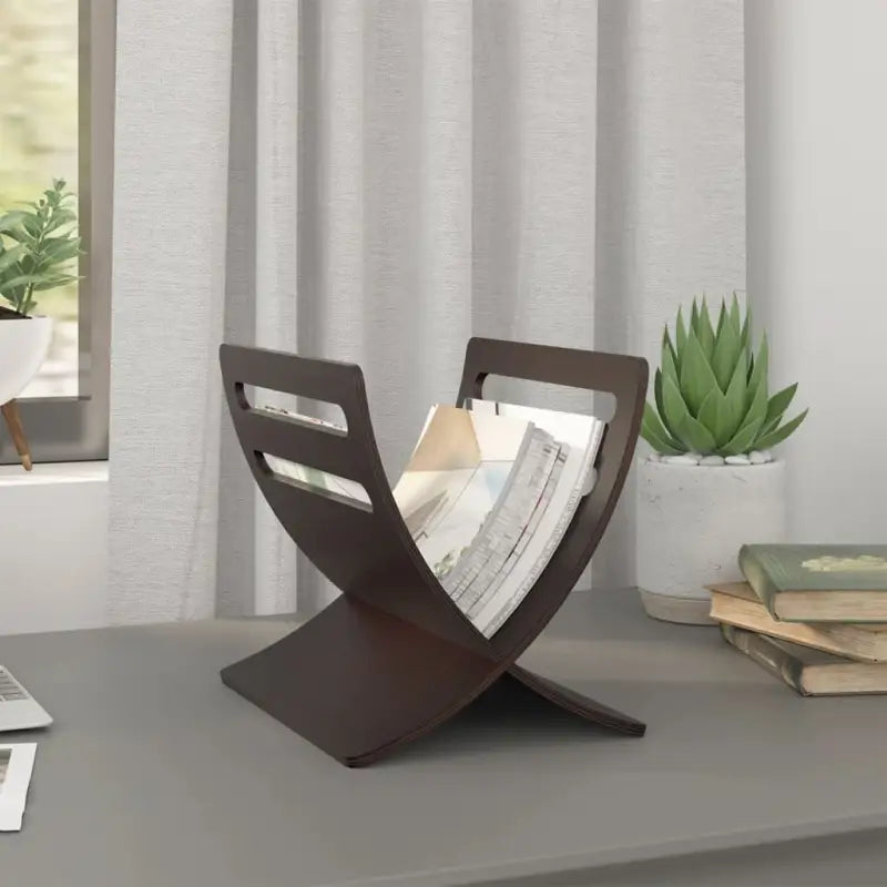 Houten Tijdschriftenrek voor Organisatie in Woonkamer en Eetkamer - Bruin / 1 - Tijdschriftenrekken