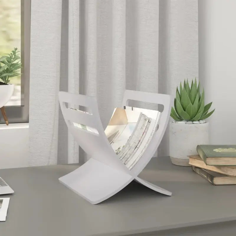 Houten Tijdschriftenrek voor Organisatie in Woonkamer en Eetkamer - Wit / 1 - Tijdschriftenrekken