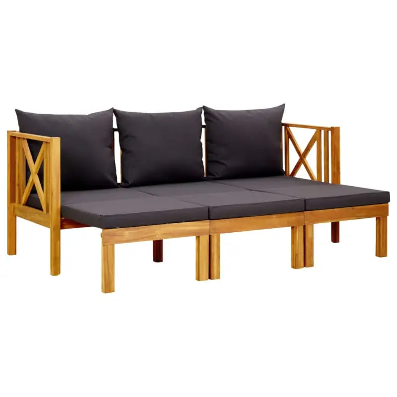 Houten tuinbank van massief acaciahout voor binnen en buiten - Donkergrijs / 179 cm / 1 - Tuinbanken