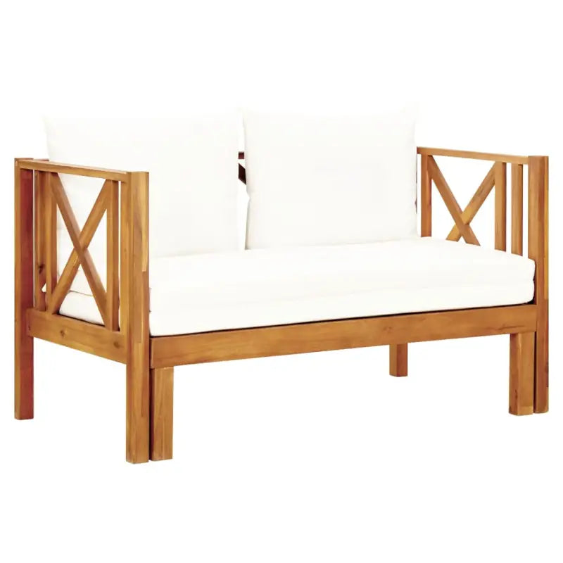 Houten tuinbank van massief acaciahout voor binnen en buiten - Crème / 122 cm / 1 - Tuinbanken