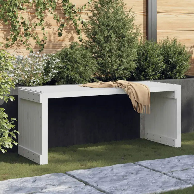 Houten tuinbank van massief grenenhout met verlengbaar ontwerp - Wit grenenhout / 1 - Tuinbanken