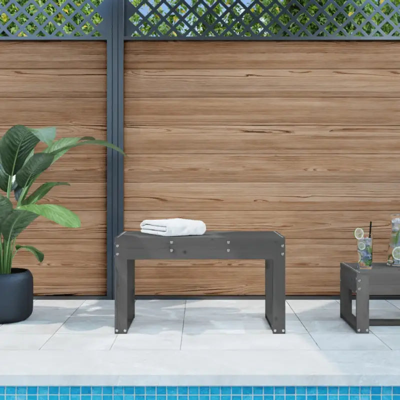 Houten tuinbank van massief grenenhout voor buitengebruik - Grijs grenenhout / 80 x 38 x 45 cm / 1 - Tuinbanken