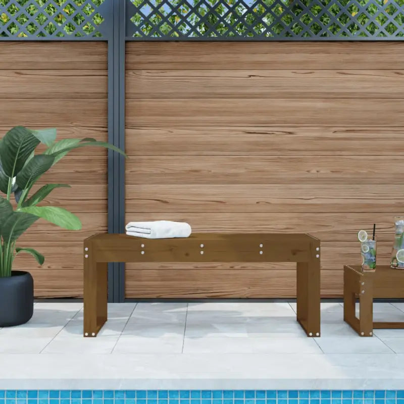 Houten tuinbank van massief grenenhout voor buitengebruik - Honingbruin grenenhout / 110 x 38 x 45 cm / 1 - Tuinbanken