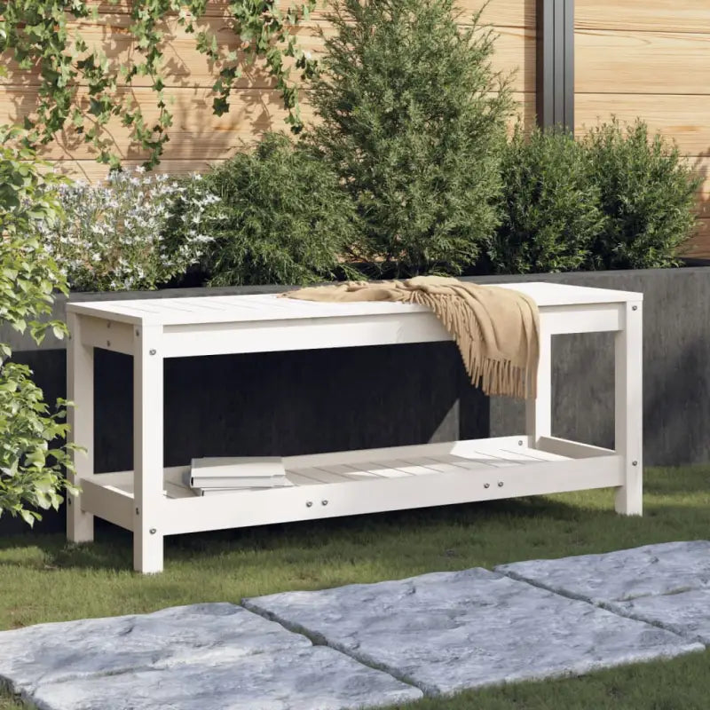 Houten tuinbank van massief grenenhout voor buitengebruik - Wit grenenhout / 108 x 35 x 45 cm / 1 - Tuinbanken