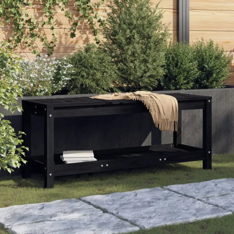 Houten tuinbank van massief grenenhout voor buitengebruik - Zwart grenenhout / 108 x 35 x 45 cm / 1 - Tuinbanken