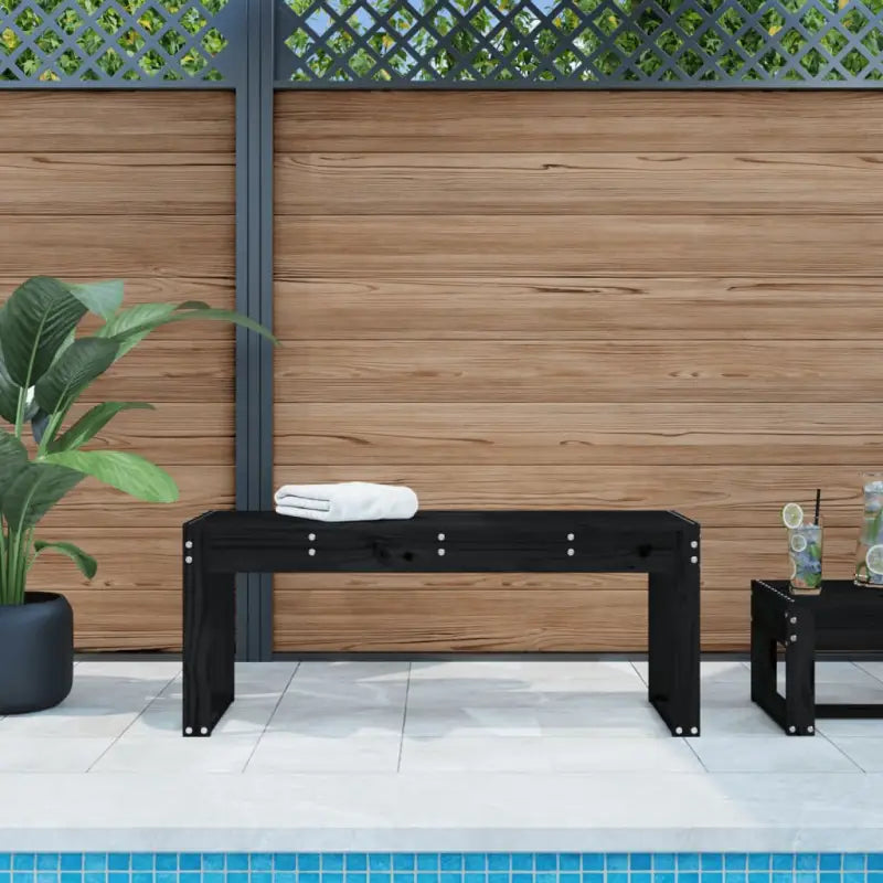 Houten tuinbank van massief grenenhout voor buitengebruik - Zwart grenenhout / 110 x 38 x 45 cm / 1 - Tuinbanken