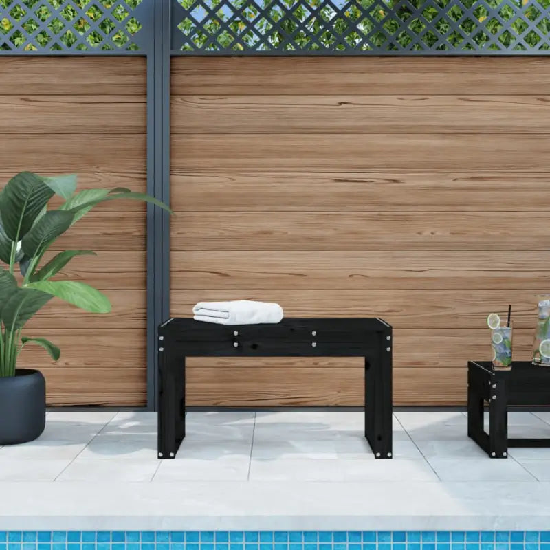 Houten tuinbank van massief grenenhout voor buitengebruik - Zwart grenenhout / 80 x 38 x 45 cm / 1 - Tuinbanken