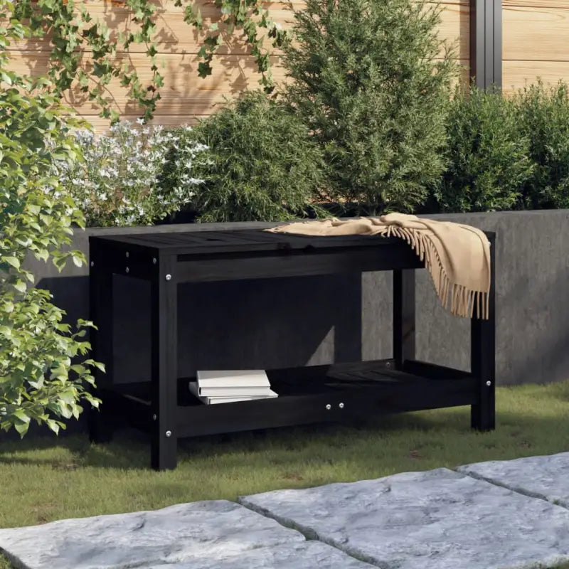 Houten tuinbank van massief grenenhout voor buitengebruik - Zwart grenenhout / 82.5 x 35 x 45 cm / 1 - Tuinbanken