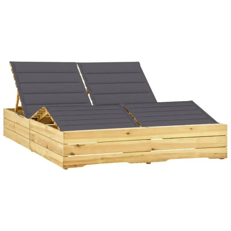 Houten tuinbed met kussens voor rustieke buitenstijl - Grijs / 1 - Ligstoelen