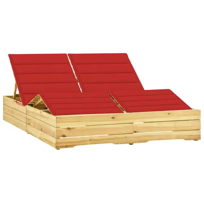 Houten tuinbed met kussens voor rustieke buitenstijl - Rood / 1 - Ligstoelen