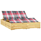 Houten tuinbed met kussens voor rustieke buitenstijl - Rood ruitpatroon / 1 - Ligstoelen