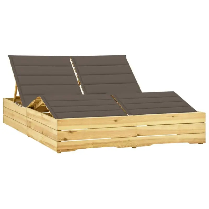Houten tuinbed met kussens voor rustieke buitenstijl - Taupe / 1 - Ligstoelen