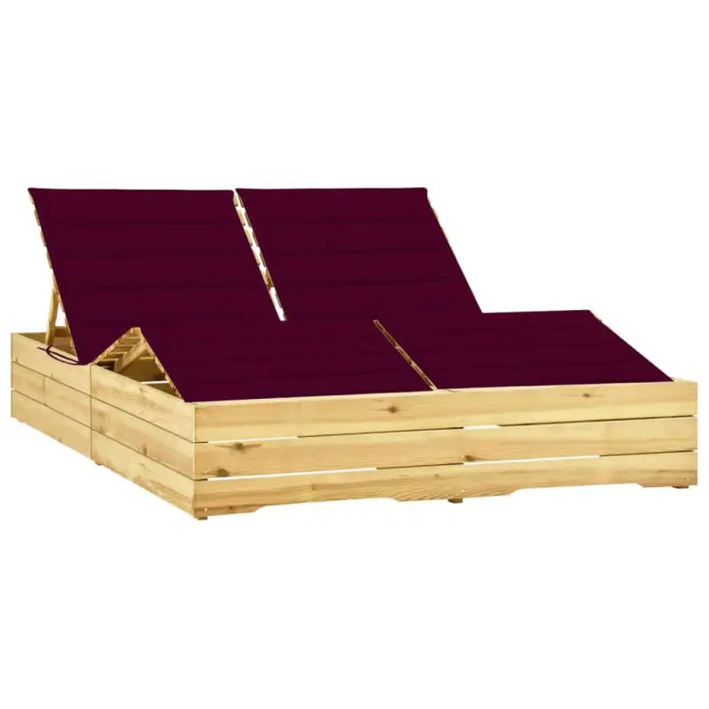 Houten tuinbed met kussens voor rustieke buitenstijl - Wijnrood / 1 - Ligstoelen
