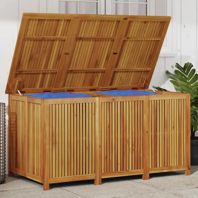 Houten tuinbox van massief acaciahout met waterbestendige zak voor andere spullen - 150 x 80 x 75 cm - Opbergboxen
