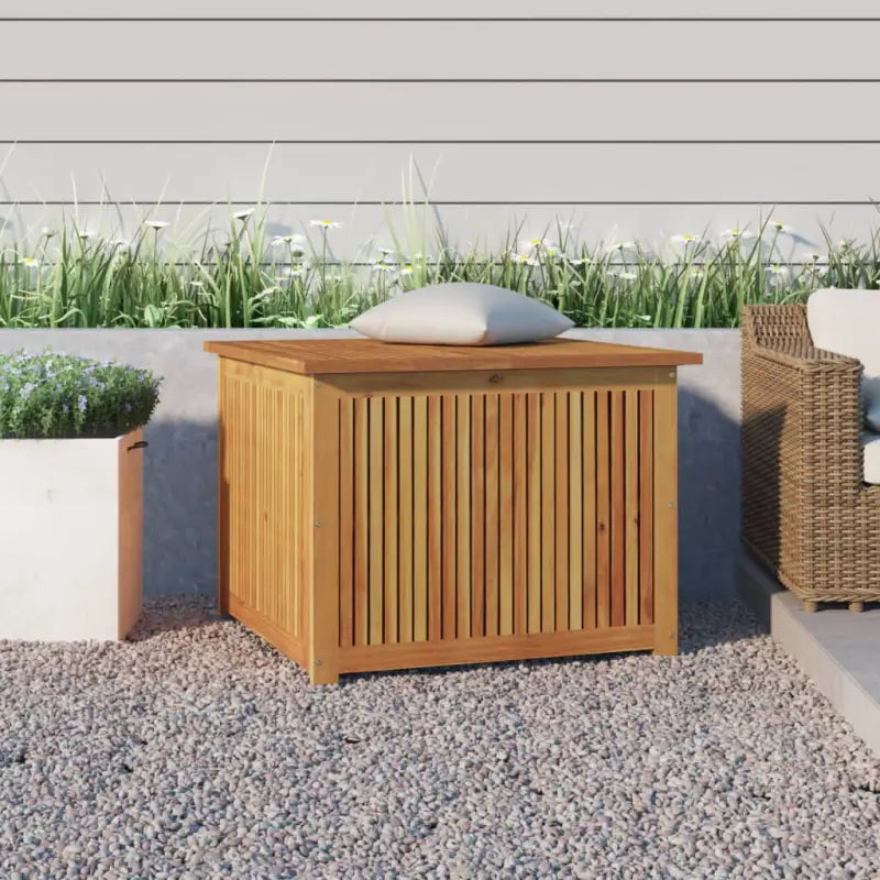 Houten tuinbox van massief acaciahout met waterbestendige zak voor andere spullen - 75 x 75 x 58 cm - Opbergboxen
