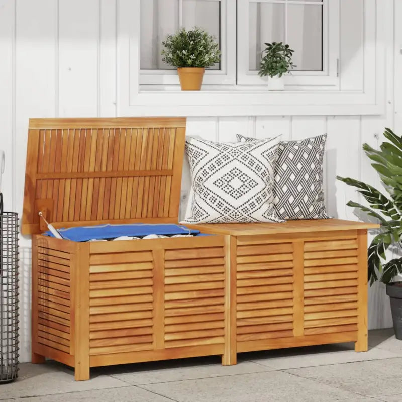 Houten tuinbox van massief acaciahout voor buitenopslag - 150 x 50 x 56 cm - Opbergboxen voor buiten