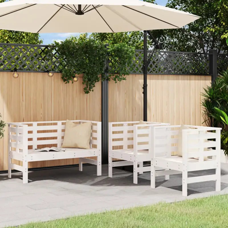 Houten tuinloungeset van massief grenenhout met elegante ontwerpen - Wit grenenhout - Tuinsets