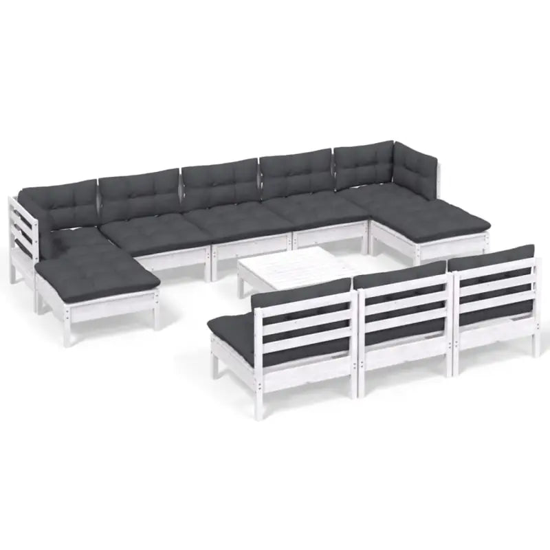 Houten tuinmeubelset met massief grenenhout en comfortabele kussens - Tuinsets