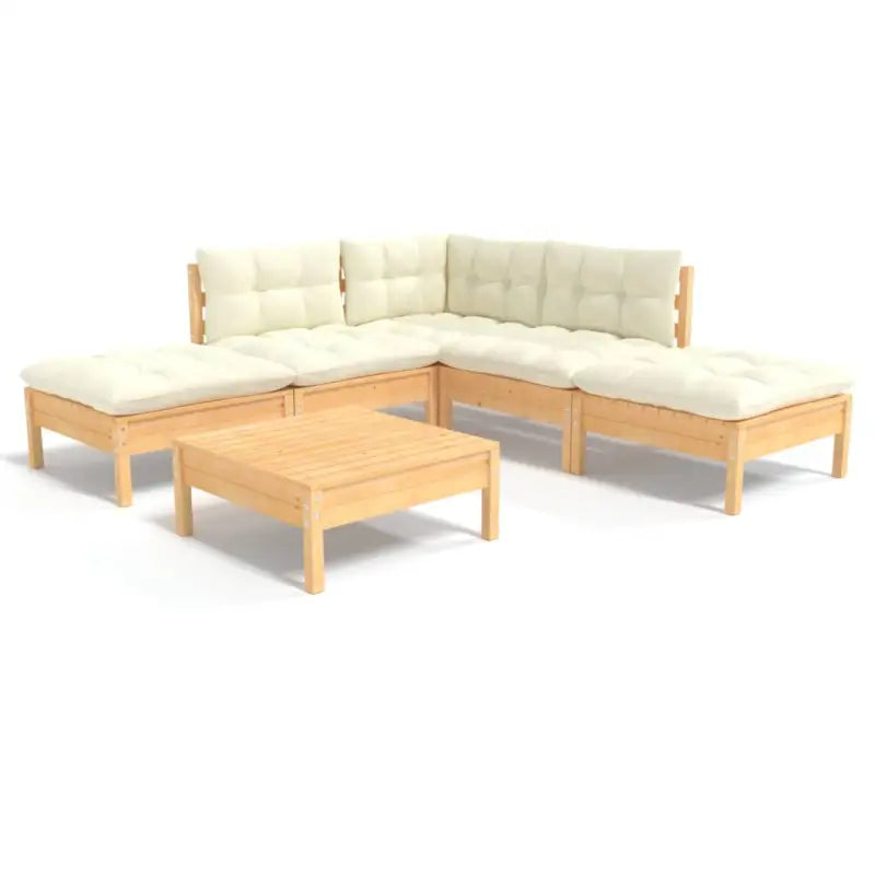 Houten tuinmeubelset met massief grenenhout en comfortabele kussens - Tuinsets