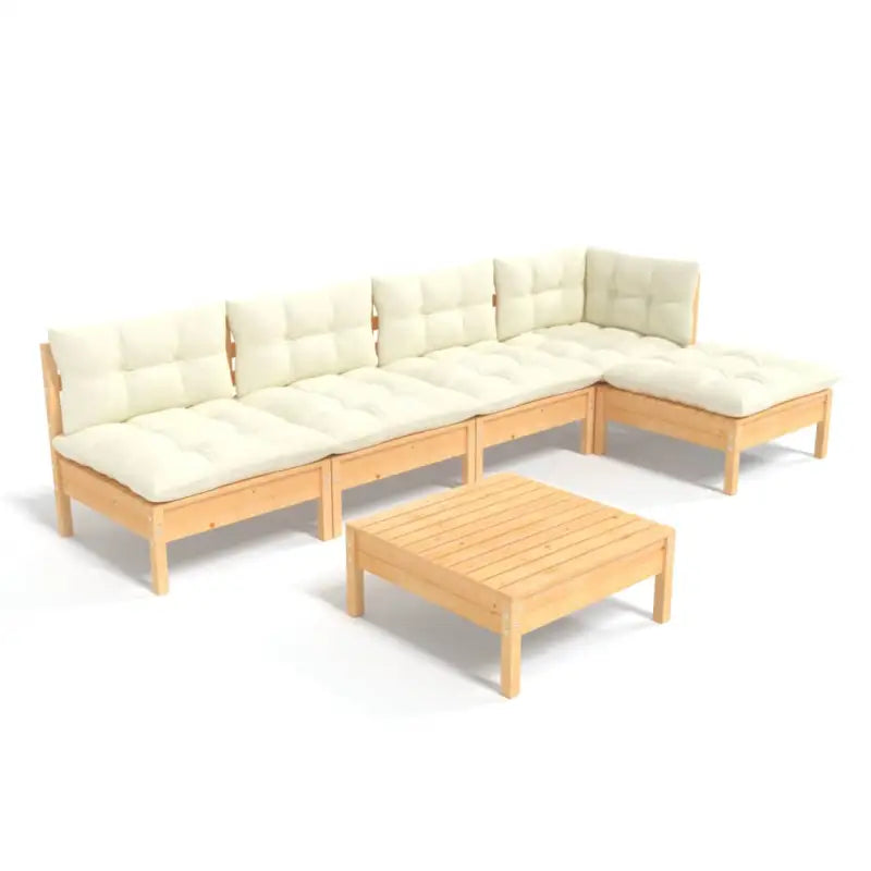 Houten tuinmeubelset met massief grenenhout en comfortabele kussens - Tuinsets