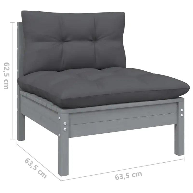Houten tuinmeubelset met massief grenenhout en comfortabele rug en zijkussens - Grijs - Tuinsets