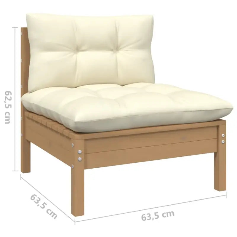 Houten tuinmeubelset met massief grenenhout en comfortabele rug en zijkussen - Tuinsets