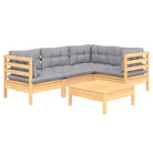 Houten tuinmeubelset met massief grenenhout en comfortabele rug- en zijkussens - Tuinsets