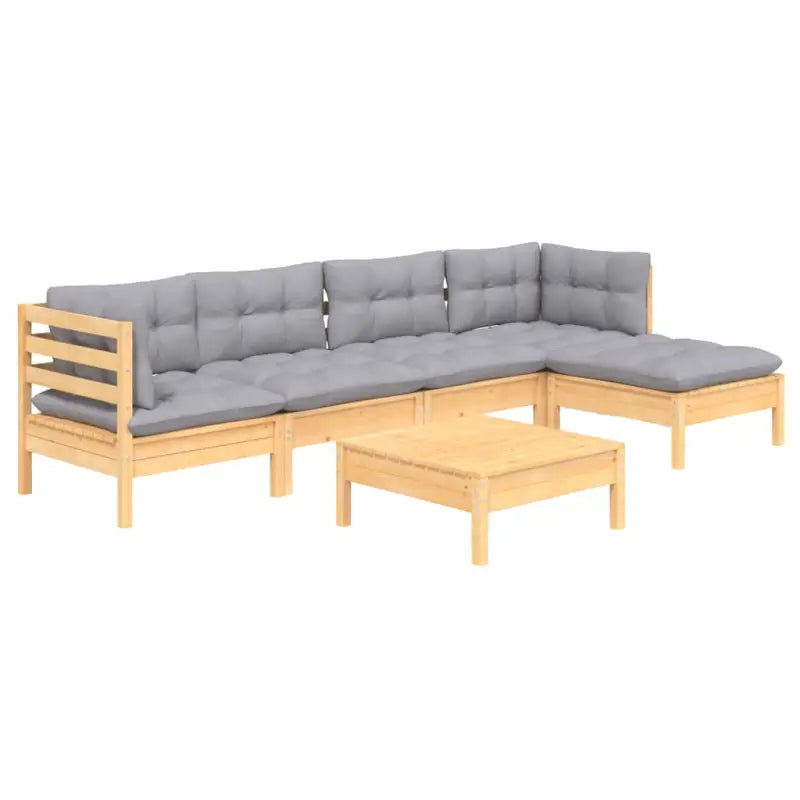Houten tuinmeubelset met massief grenenhout en comfortabele rug en zijkussens - Tuinsets