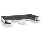 Houten tuinmeubelset met massief Grenenhout en comfortabele rug- en zijkussens - Wit - Tuinsets