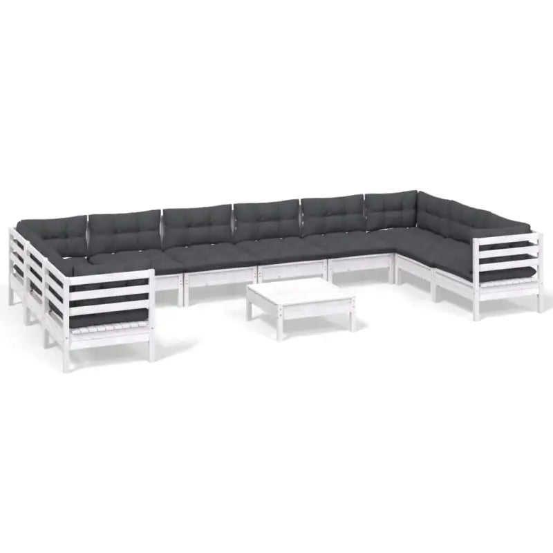 Houten tuinmeubelset met massief Grenenhout en comfortabele rug- en zijkussens - Wit - Tuinsets