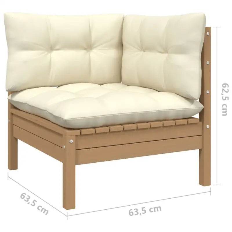 Houten tuinmeubelset met massief grenenhout en comfortabele rug en zijkussen - Tuinsets