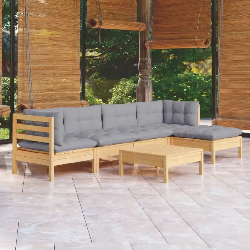 Houten tuinmeubelset met massief grenenhout en comfortabele rug en zijkussens - Tuinsets