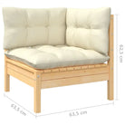 Houten tuinmeubelset met massief grenenhout en comfortabele rug en zijkussens - Bruin en crème - Tuinsets