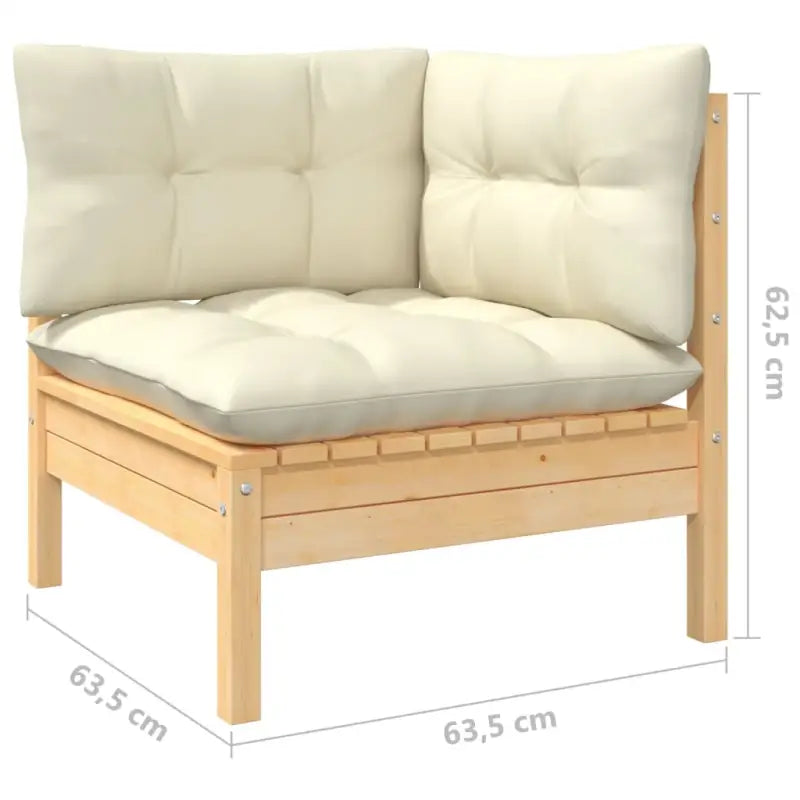 Houten tuinmeubelset met massief grenenhout en comfortabele rug en zijkussens - Bruin en crème - Tuinsets
