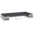 Houten tuinmeubelset met massief Grenenhout en comfortabele rug- en zijkussens - Wit - Tuinsets