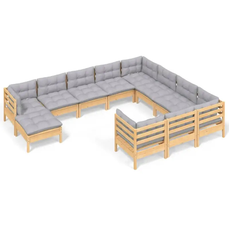 Houten tuinmeubelset met massief grenenhout en comfortabele rug en zijkussen - Tuinsets