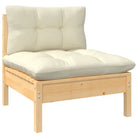 Houten tuinmeubelset met massief grenenhout en comfortabele rug en zijkussens - Bruin en crème - Tuinsets
