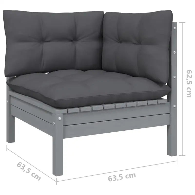 Houten tuinmeubelset met massief grenenhout en comfortabele rug en zijkussens - Grijs - Tuinsets