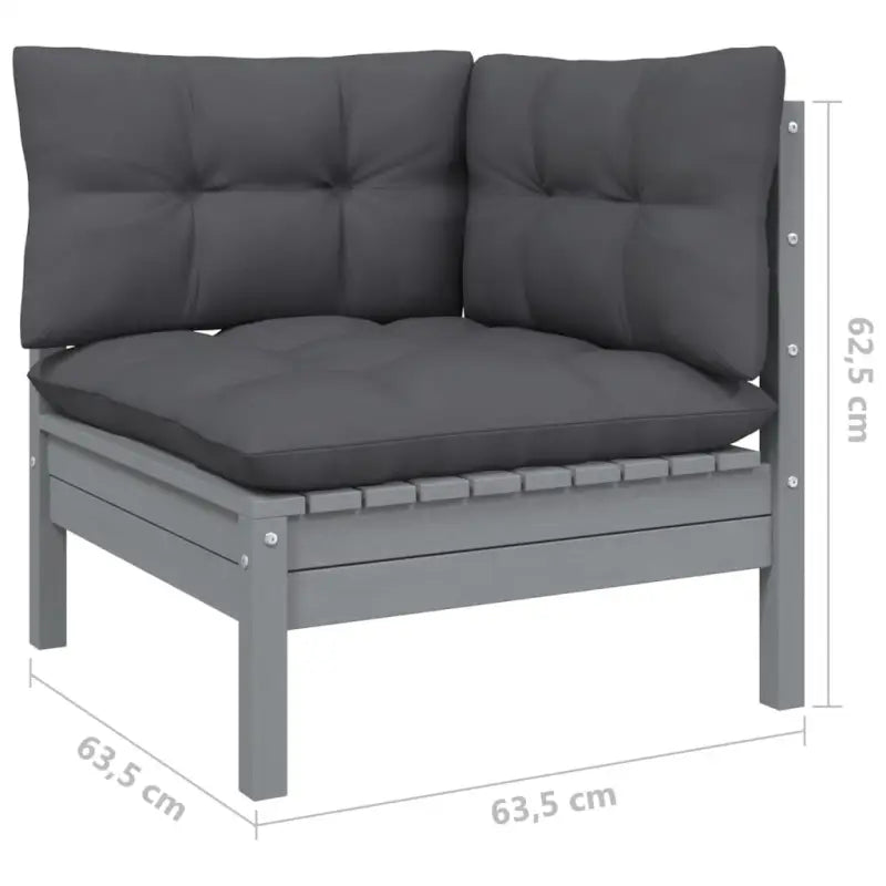 Houten tuinmeubelset met massief grenenhout en comfortabele rug- en zijkussens - Grijs - Tuinsets