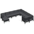 Houten tuinmeubelset met massief grenenhout en comfortabele rug- en zijkussens - Tuinsets