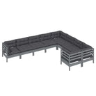 Houten tuinmeubelset met massief grenenhout en rugzijkussen - Tuinsets