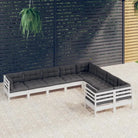 Houten tuinmeubelset met massief grenenhout en rugzijkussen - Wit - Tuinsets