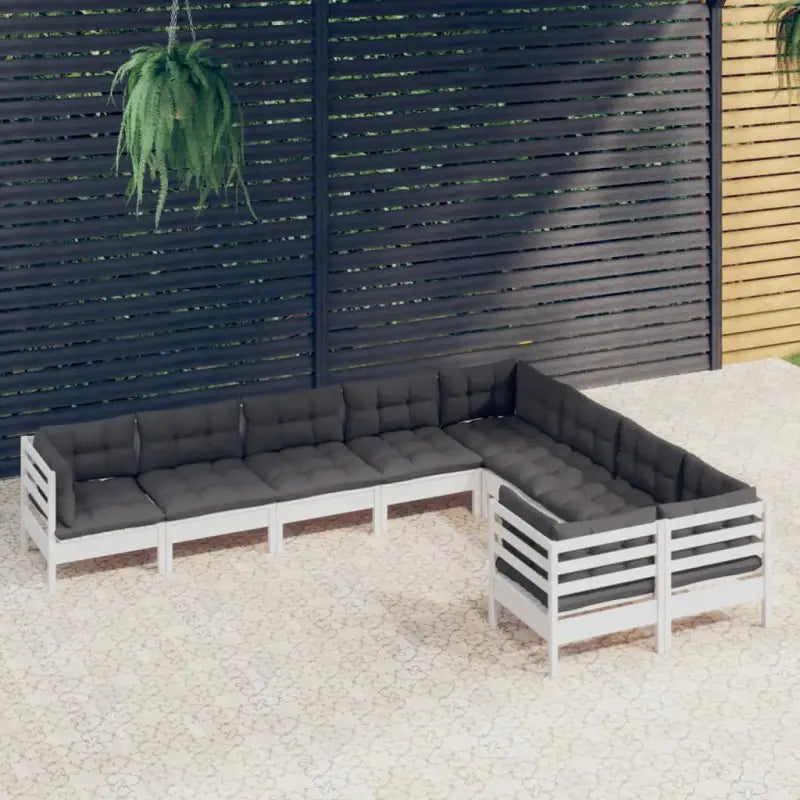 Houten tuinmeubelset met massief grenenhout en rugzijkussen - Wit - Tuinsets