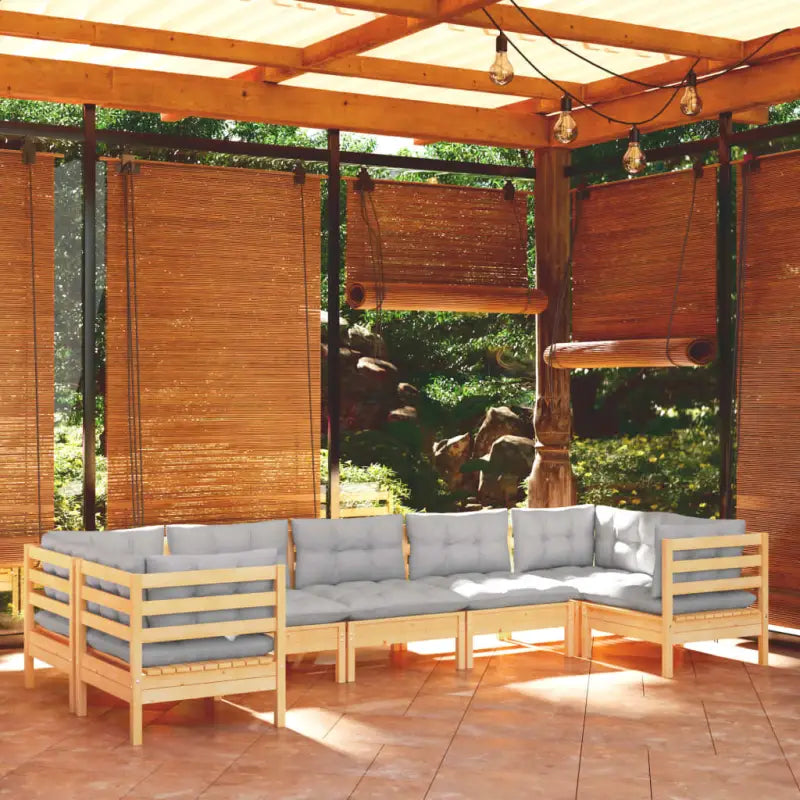 Houten tuinmeubelset van massief grenenhout met comfortabele rug en zijkussen - Tuinsets