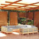 Houten tuinmeubelset van massief grenenhout met comfortabele rug- en zijkussens - Bruin en grijs - Tuinsets