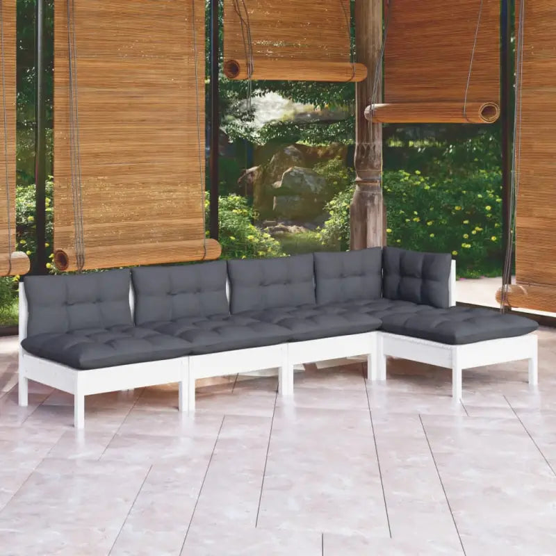 Houten tuinmeubelset van massief grenenhout met comfortabele rug zijkussen - Tuinsets