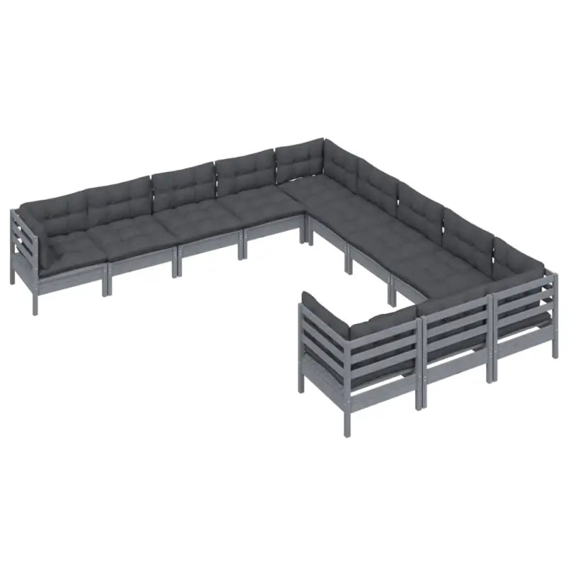 Houten tuinmeubelset van massief grenenhout met rug- en zijkussens - Grijs - Tuinsets